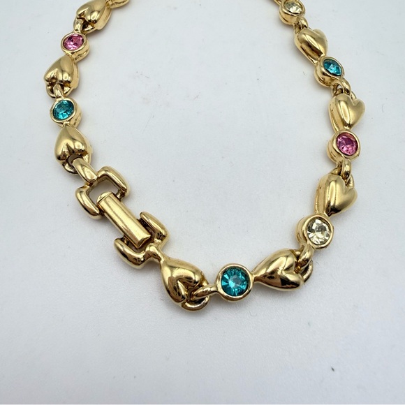 Vintage Gold Tone Multi Color Crystal Rhinestone Bracelet - Picture 2 of 5